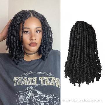 Hot Selling 8inch Ombre Brown Red Fluffy Pre-twisted Passion Spring Bomb Twist Crochet Braiding Hair Synthetic Hair Extensions